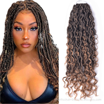 Solid Color Ombre River Goddess Locs With Curly Ending Faux Locs Crochet Braids South Africa Synthetic Bohemian Braiding Twists